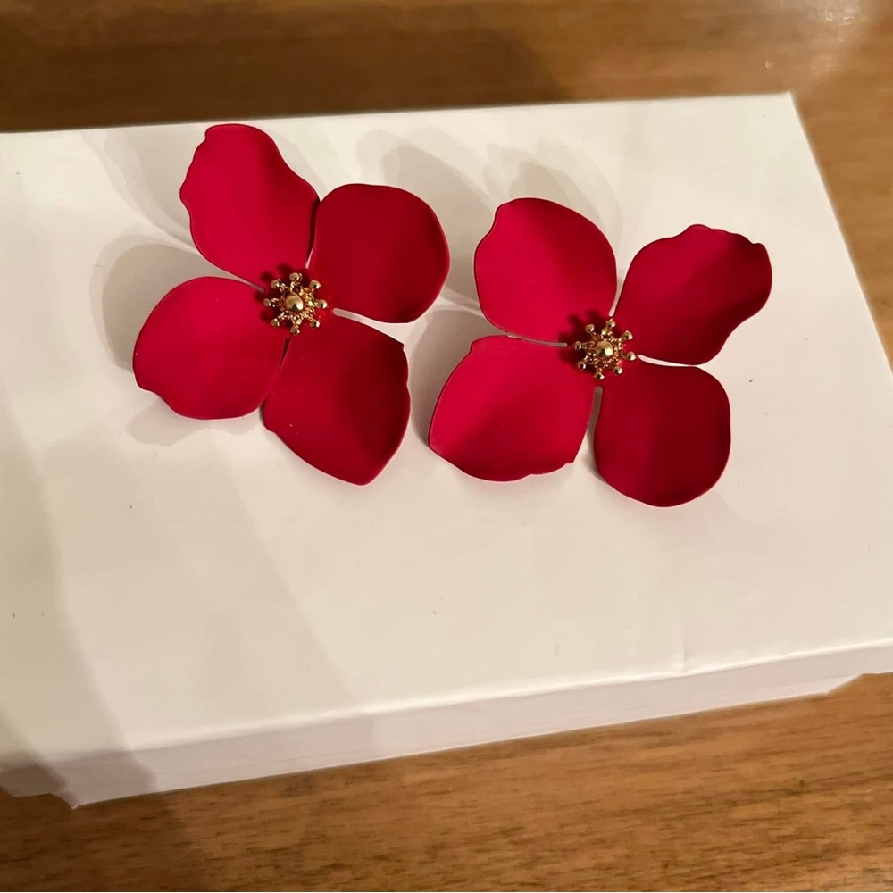 Red poppy earrings